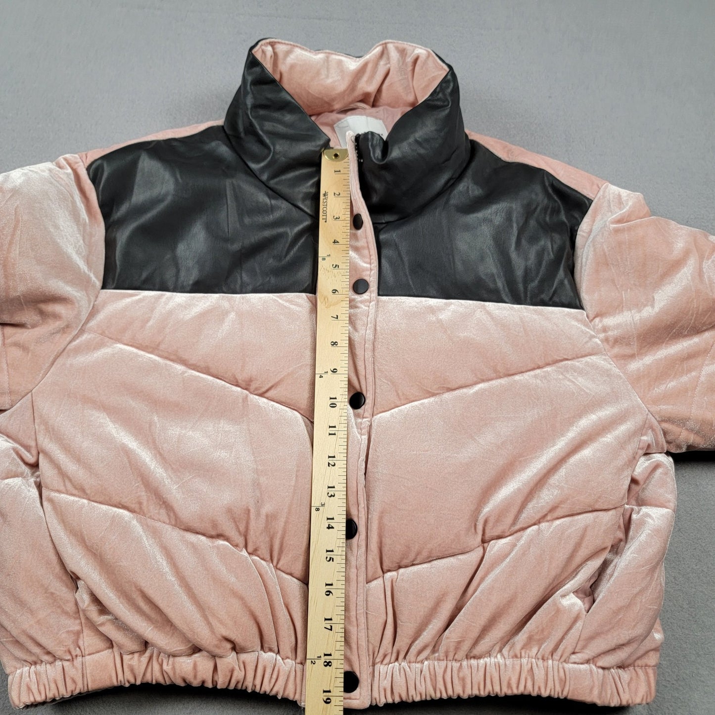 Celebrity Pink XL Pink Velvet Faux Leather Puffer Jacket Women’s