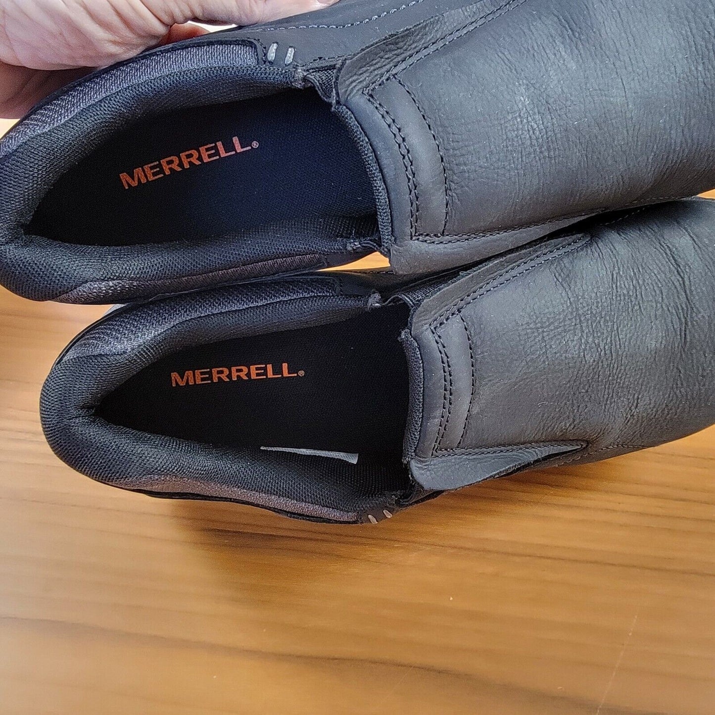 Merrell Mens Moab Adventure Moc Black Leather Slip On Sneakers Sz 11.5 J918335