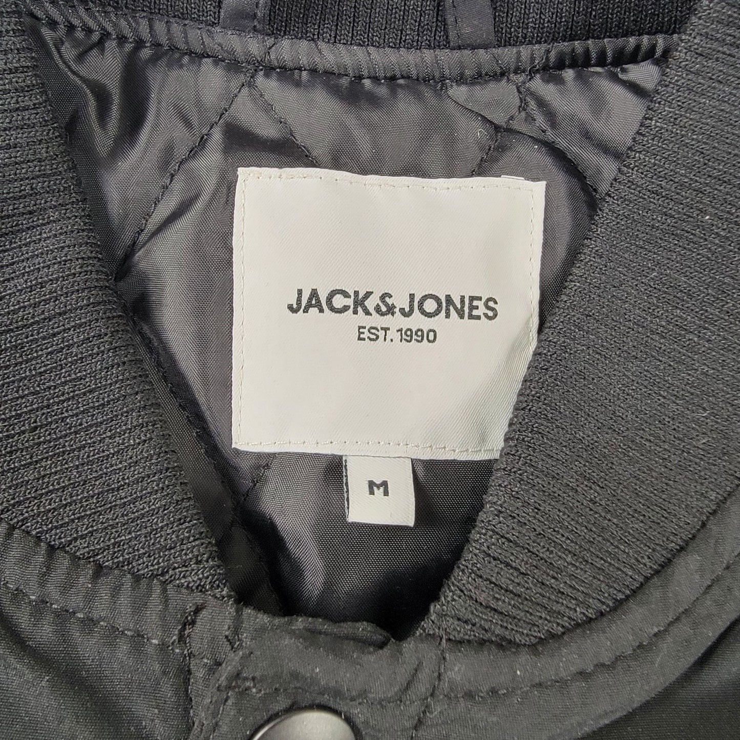 Jack & Jones JJWarrior College Full Zip Mens Bomber Jacket Black Sz M NWT