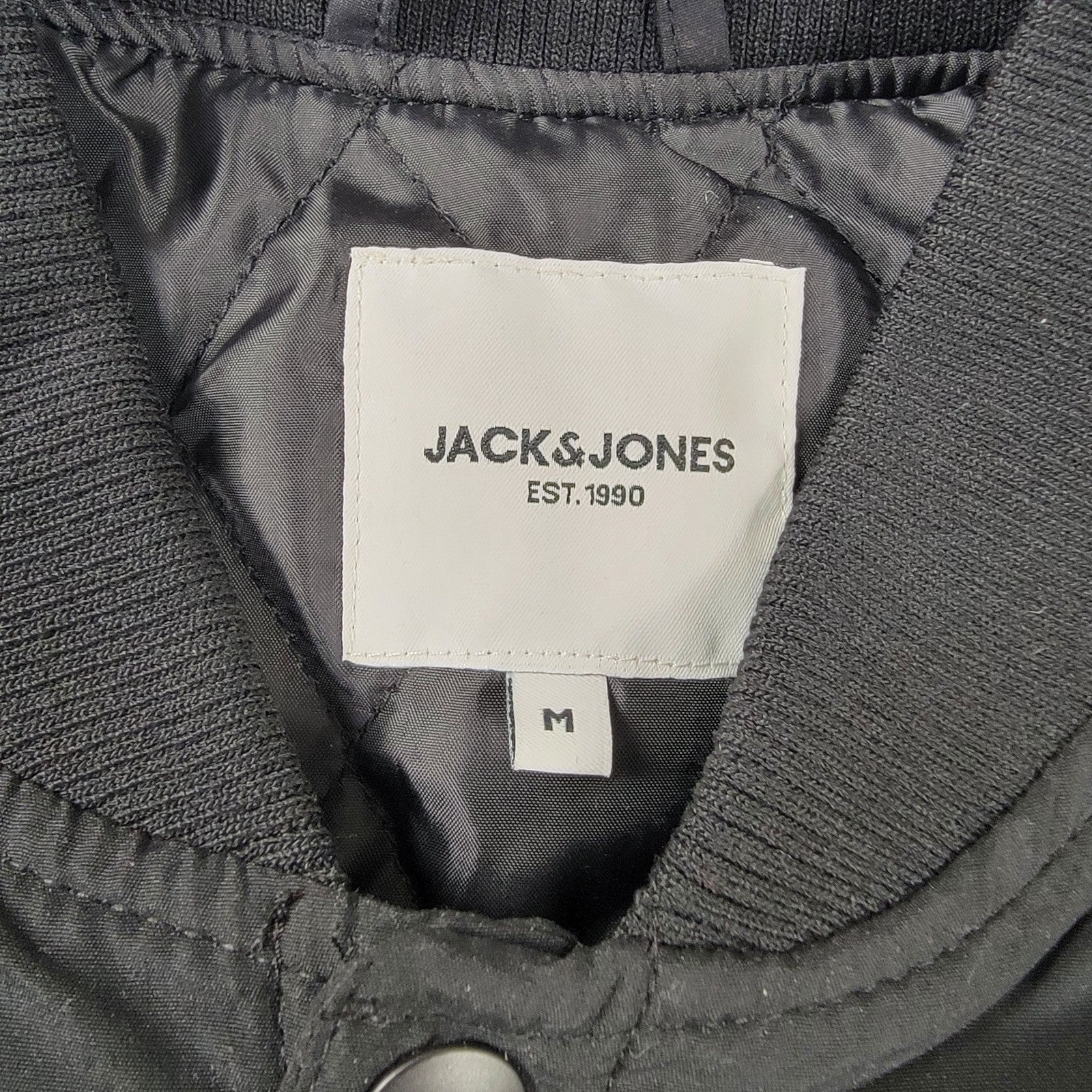 Jack & Jones JJWarrior College Full Zip Mens Bomber Jacket Black Sz M NWT