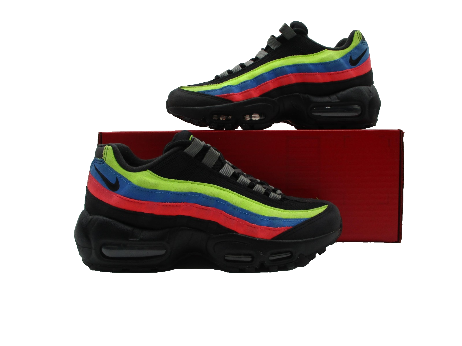 Nike Air Max 95 Shoes Youth Size 5Y Black Volt Blue Red Green DZ5635001 1F90