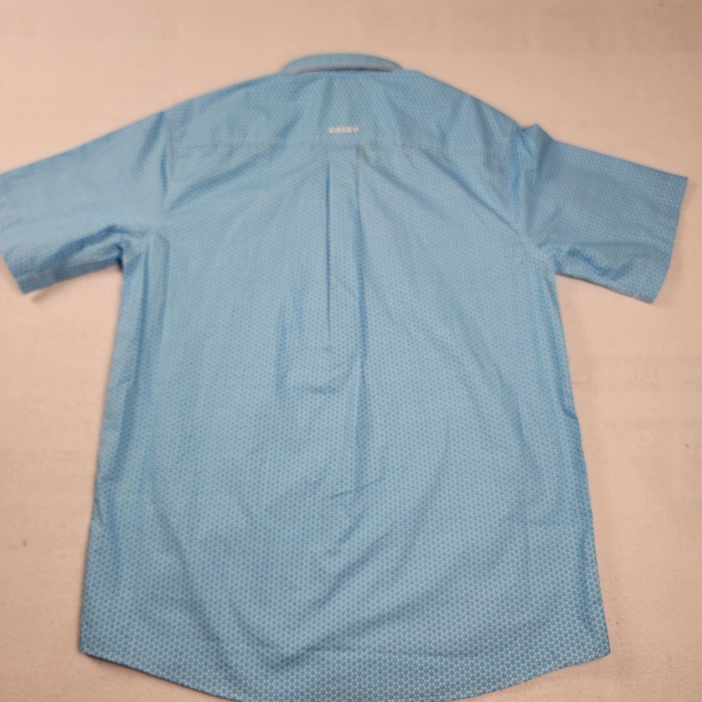 Ariat Shirt Mens Med Blue Simeon Classic Fit Short Sleeve Button Up Western 9461