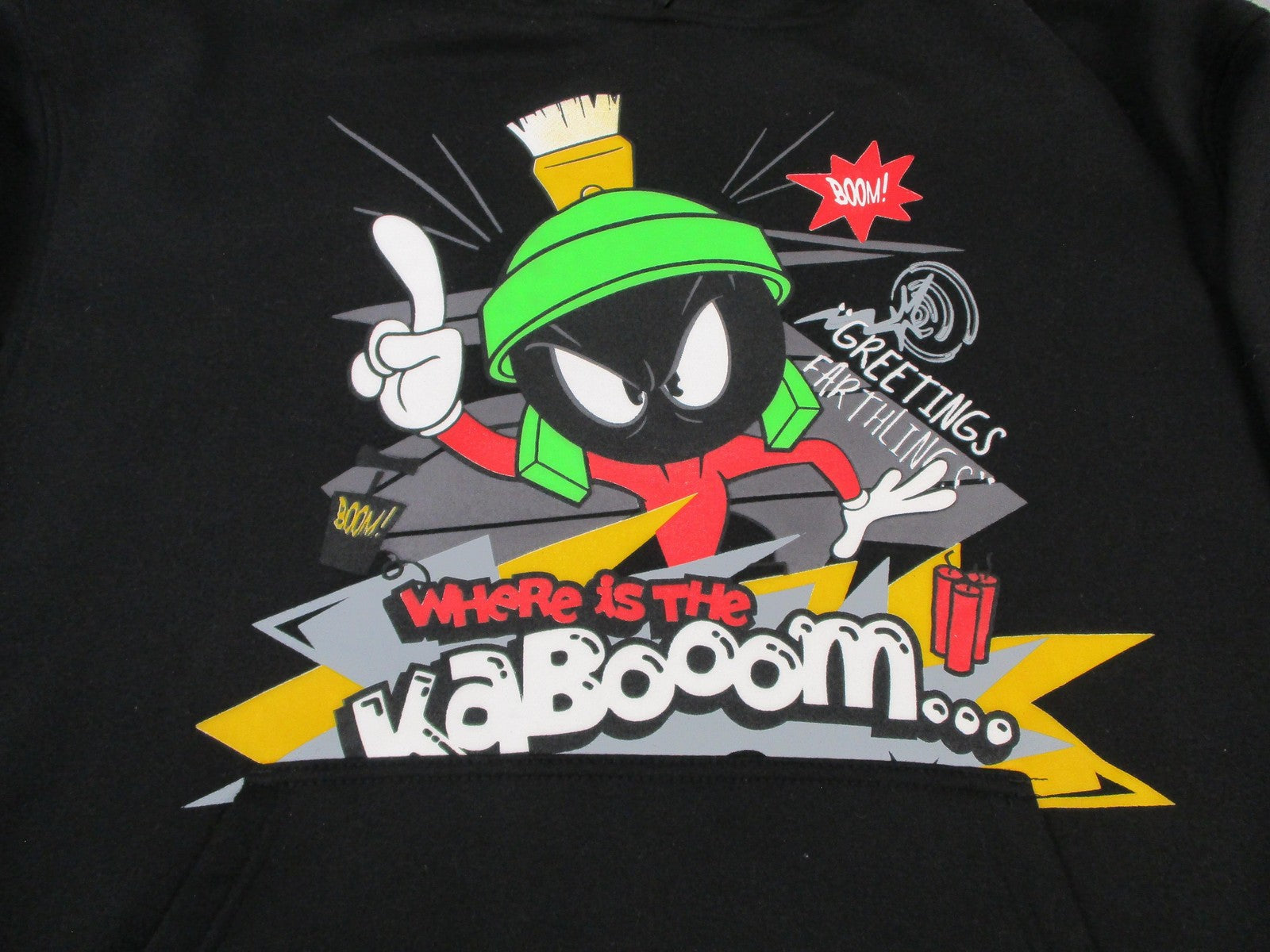 Looney Tunes Marvin the Martian Hoodie Mens 3XL Black Cartoon Graphic
