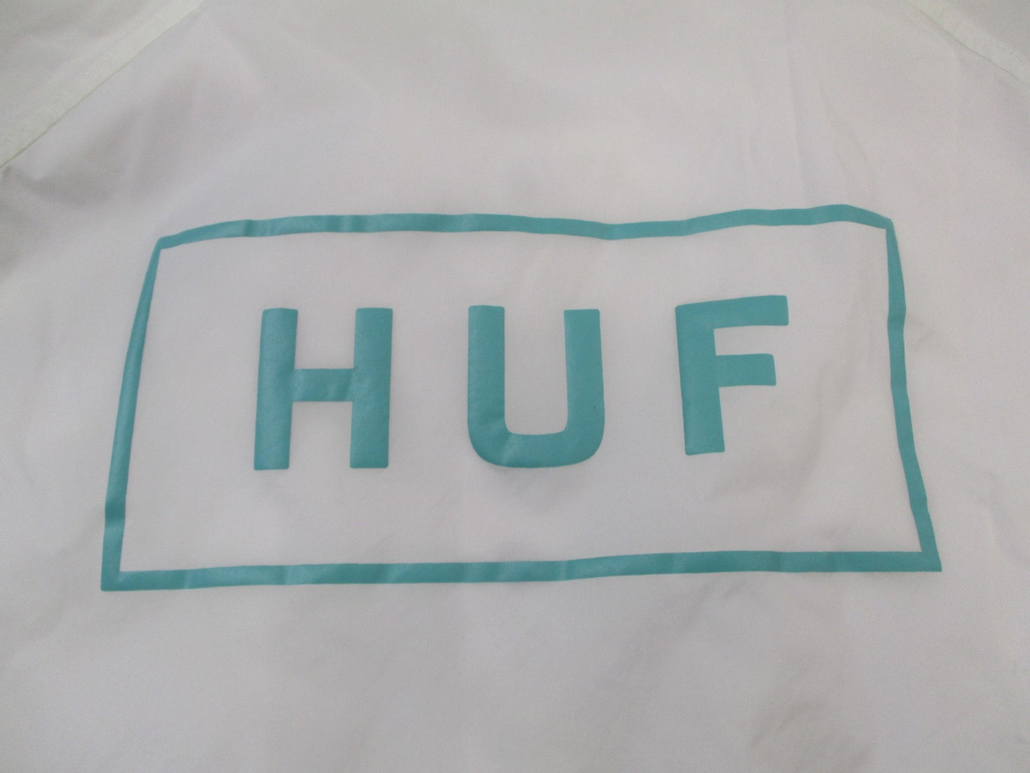 HUF Jacket Mens Large White Coach Windbreaker Snap Front Skateboarding 165112