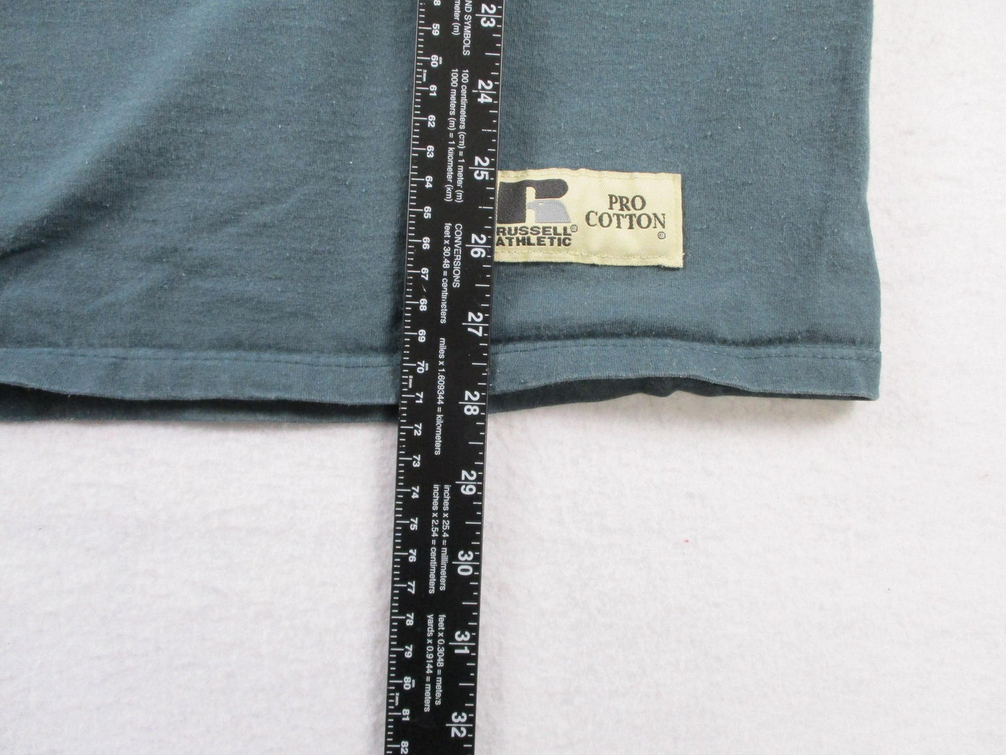 Vintage Russell Athletic Shirt Mens XL Green Pro Cotton Pocket Tee Made In USA7