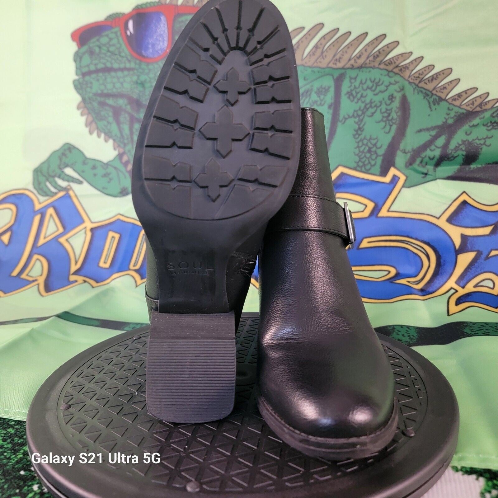 SOUL Naturalizer Womens Black Block Heel Booties Shoes 8 Wide Sz 8W4