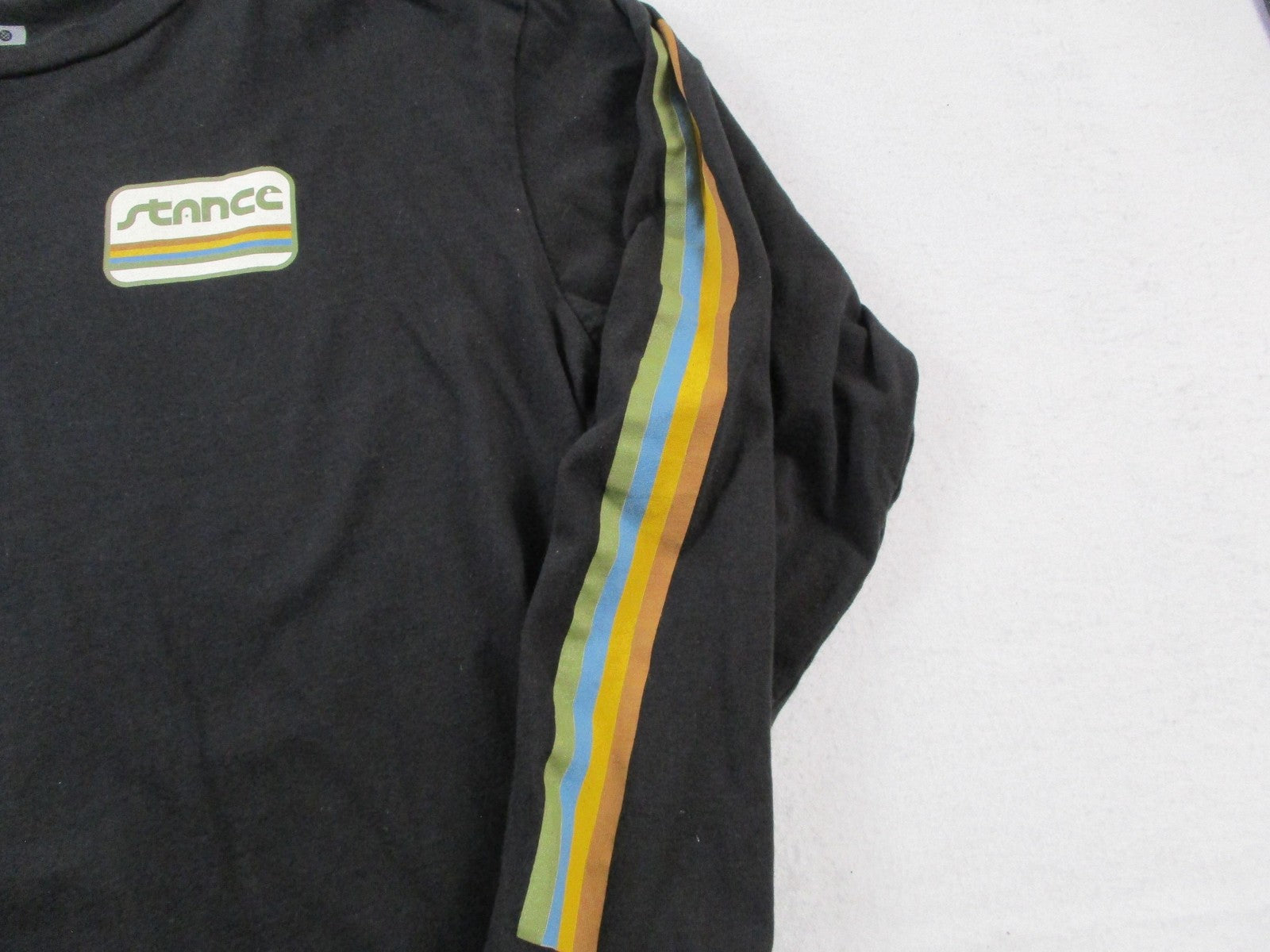 Stance Shirt Mens Large Black Long Sleeve Retro Stripe Logo Graphic Crewneck Tee5