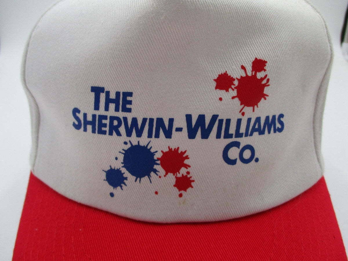 Sherwin-Williams Hat Cap Snap Back Mens One Size White Red Paint Logo Promo2