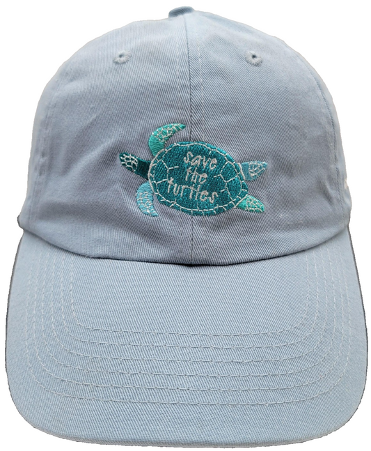 Shedd Aquarium Hat Cap Strap Back Light Blue Embroidered Save The Turtles Mens0