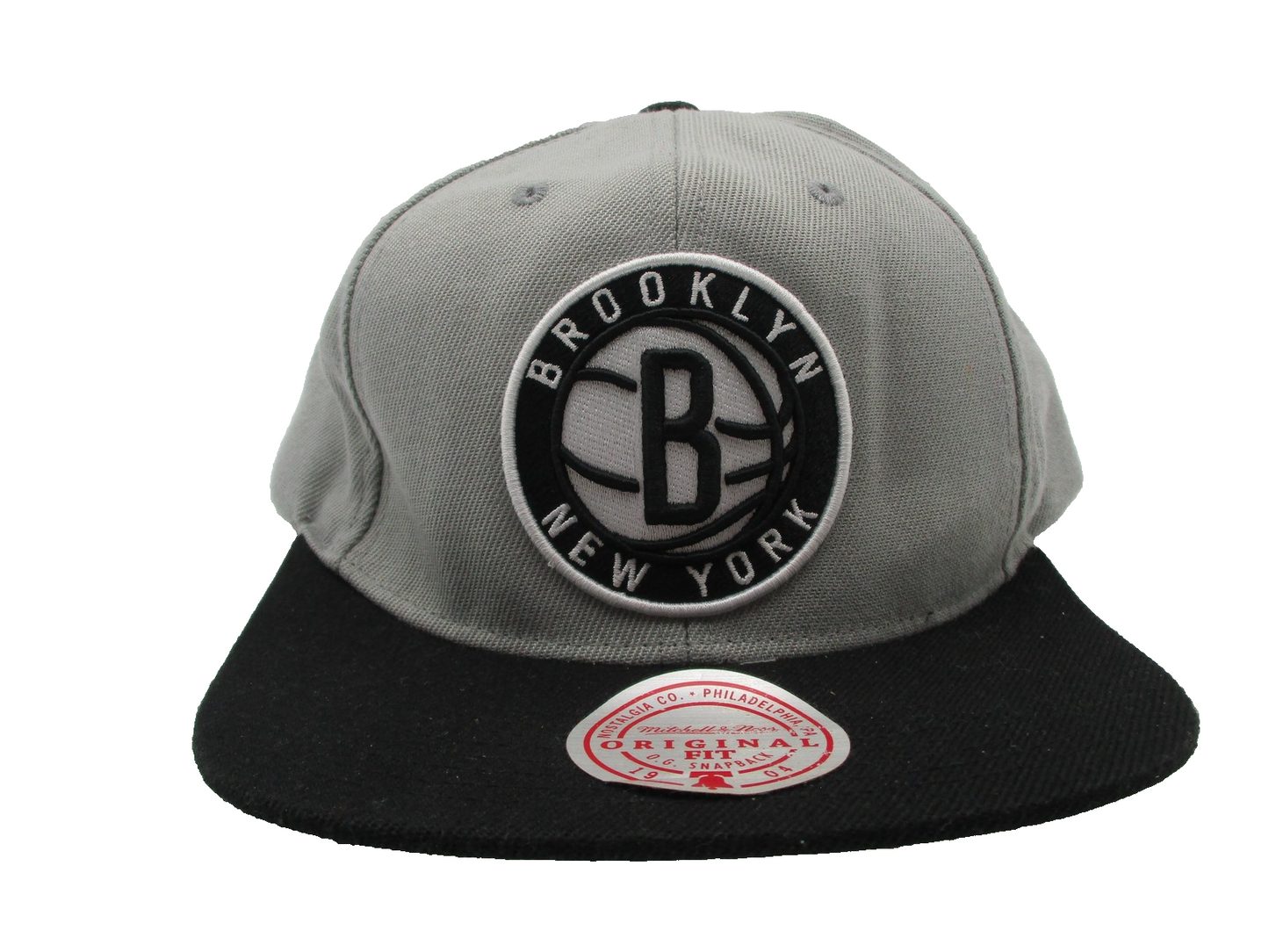 Brooklyn Nets Hat Cap Snap Back Mens One Size Grey Black NBA Basketball OSFA0