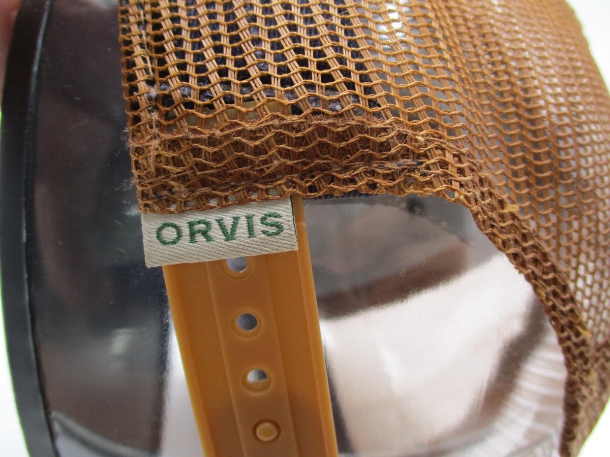 Orvis Hat Cap Snap Back Mens One Size Gray Brown Trucker Mesh Tackle Patch6