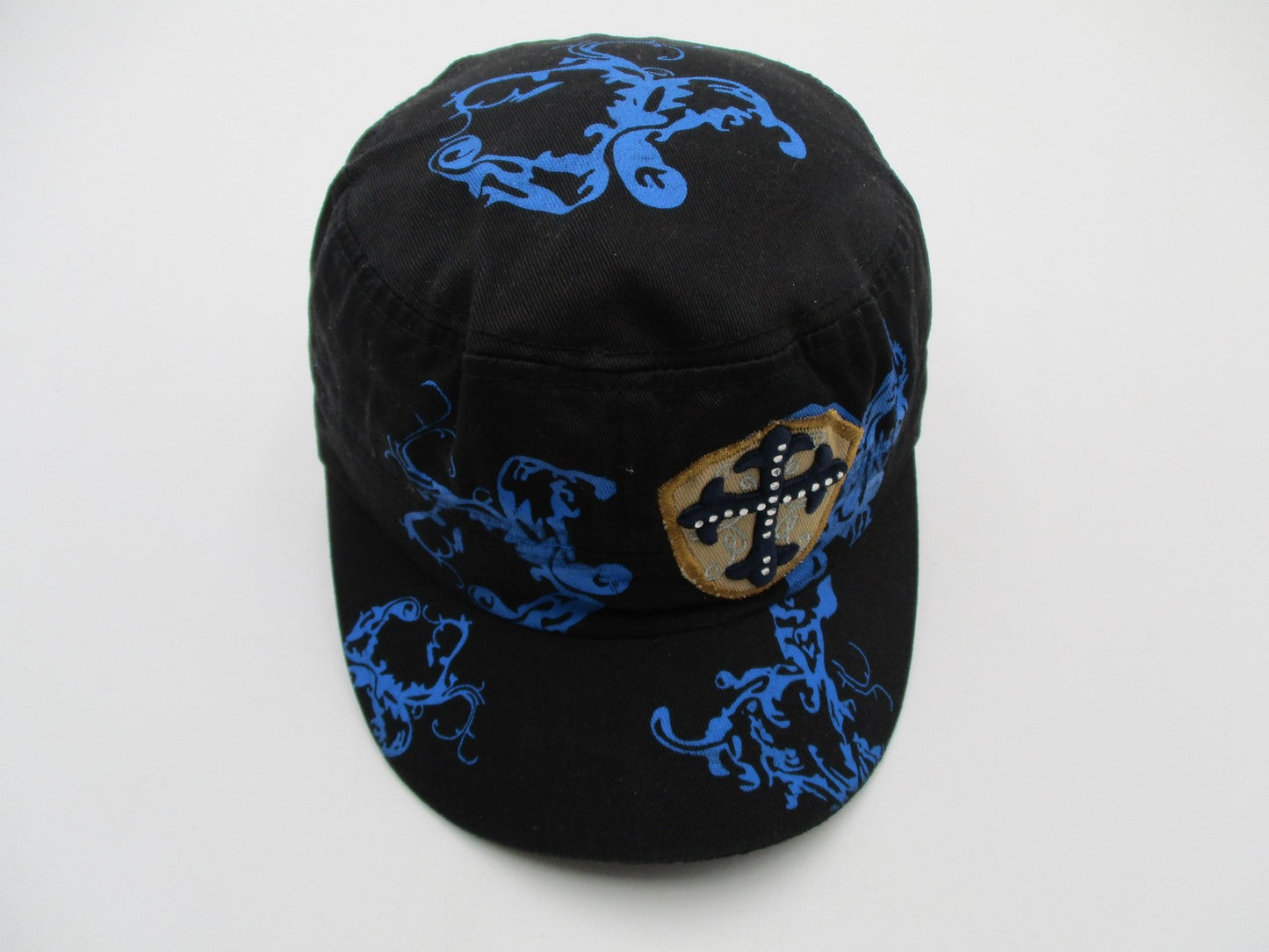 Cross Shield Hat Cap Army Strap Back Mens One Size Black Blue Graphic Studs Y2K6