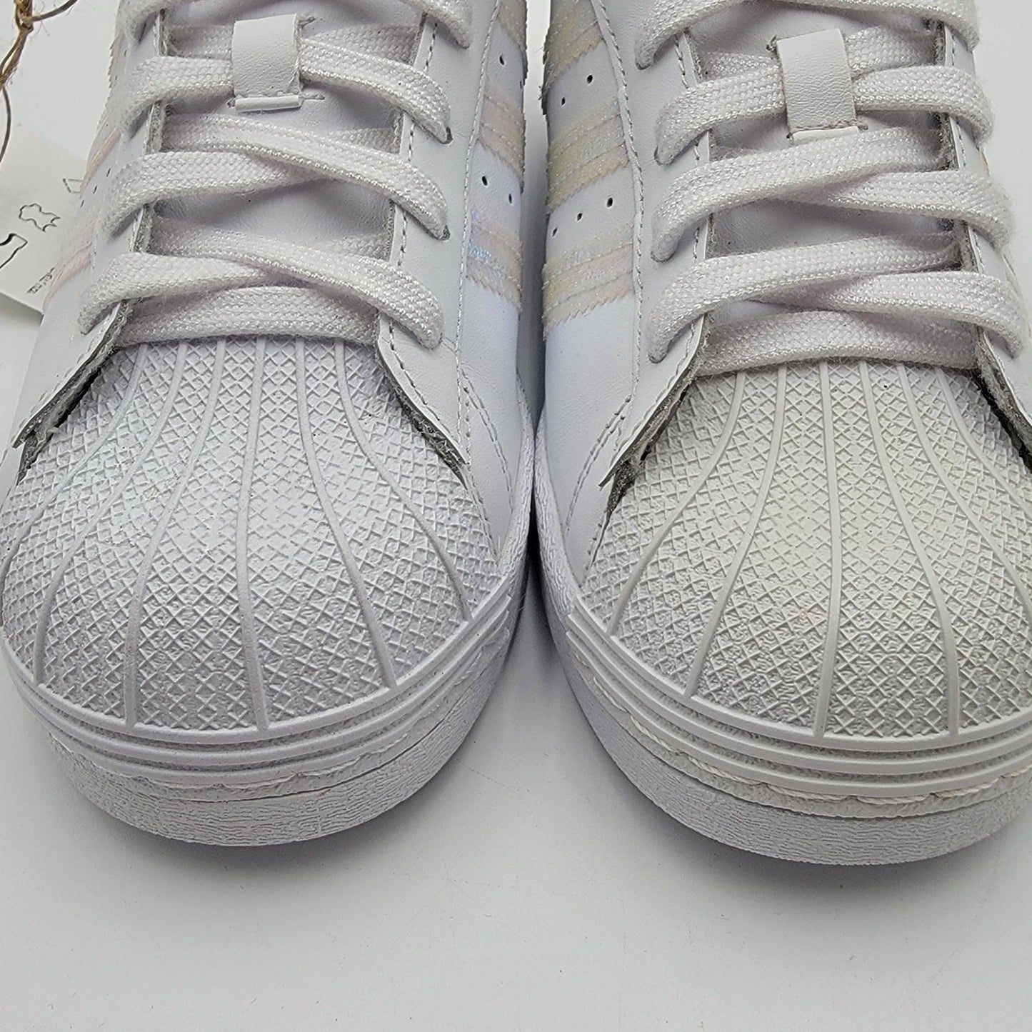Adidas Originals Superstar J 'White Iridescent' Sz 4.5 FV31395