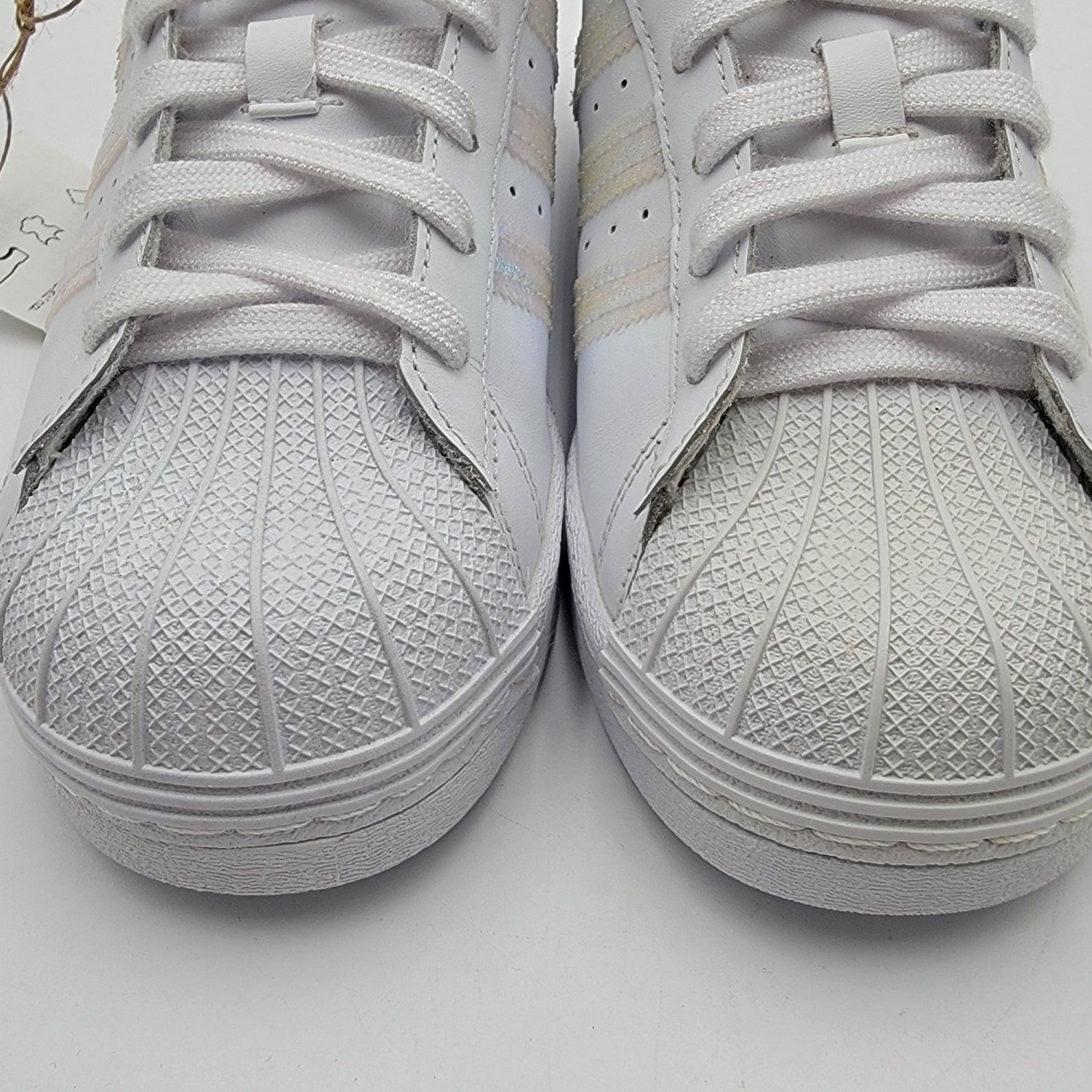 Adidas Originals Superstar J 'White Iridescent' Sz 4.5 FV31395