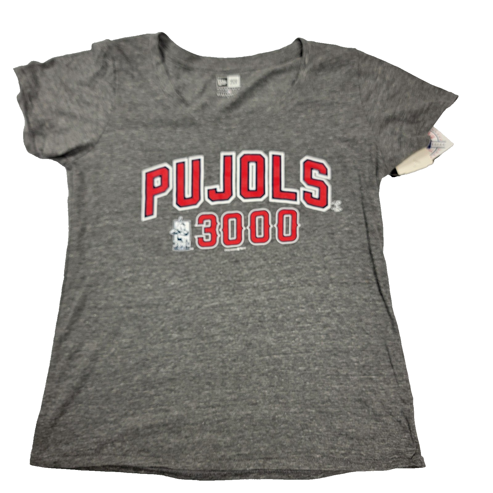 Los Angeles Angels Pujols 3000 Shirt Tee Women Lg Gray MLB Baseball New Era 10030