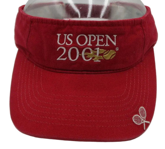 Vintage US Open 2001 Hat Cap Visor One Size Red Tennis Mens Twins Enterprise0