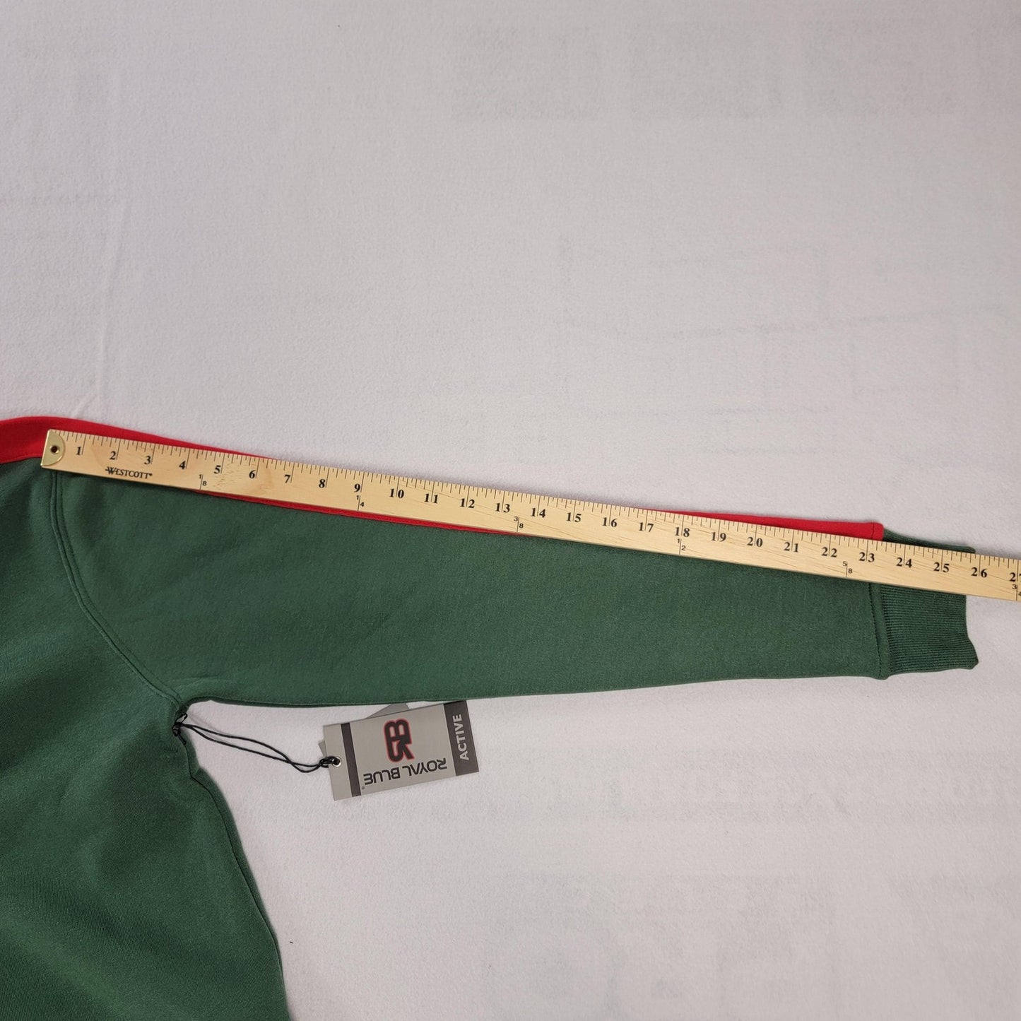 Royal Blue Sweater Mens Medium Green Red Crewneck Pullover Stripe Athletic