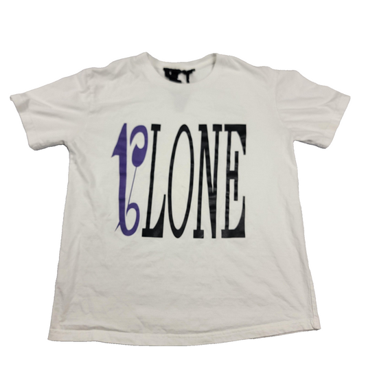 VLONE Palm Angels Shirt Unisex Med White Purple Flame V Graphic Streetwear 9820