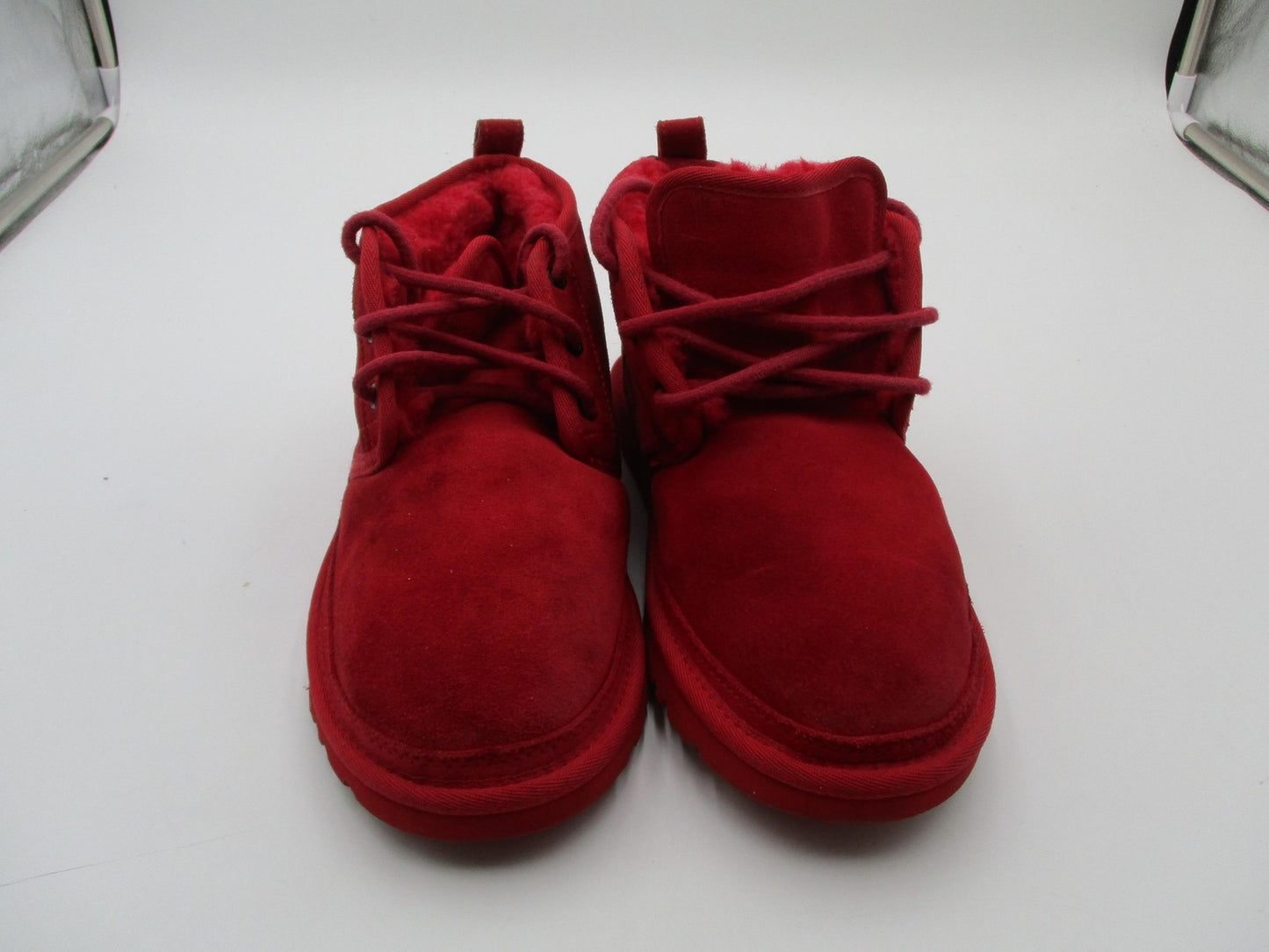 UGG Boots Womens Size 7 Red Suede Sheepskin Lined Ankle Chukka 10942691