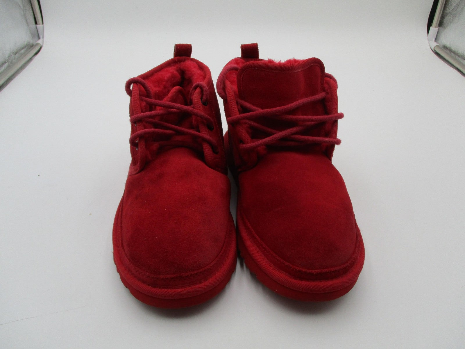 UGG Boots Womens Size 7 Red Suede Sheepskin Lined Ankle Chukka 10942691