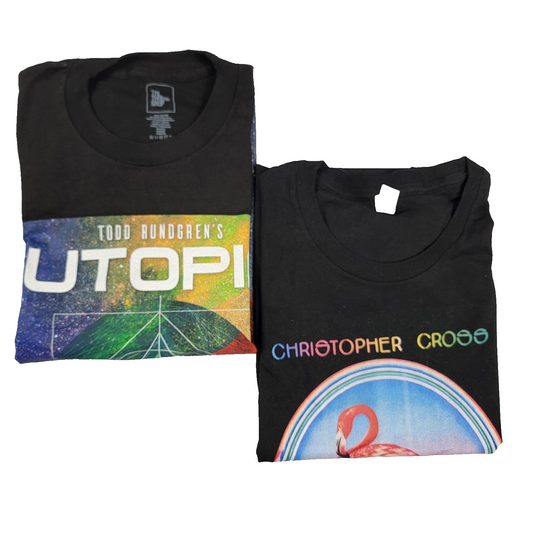 2 Pack Todd Rundgren Utopia Tour & Christopher Cross Black Tshirts Sz S