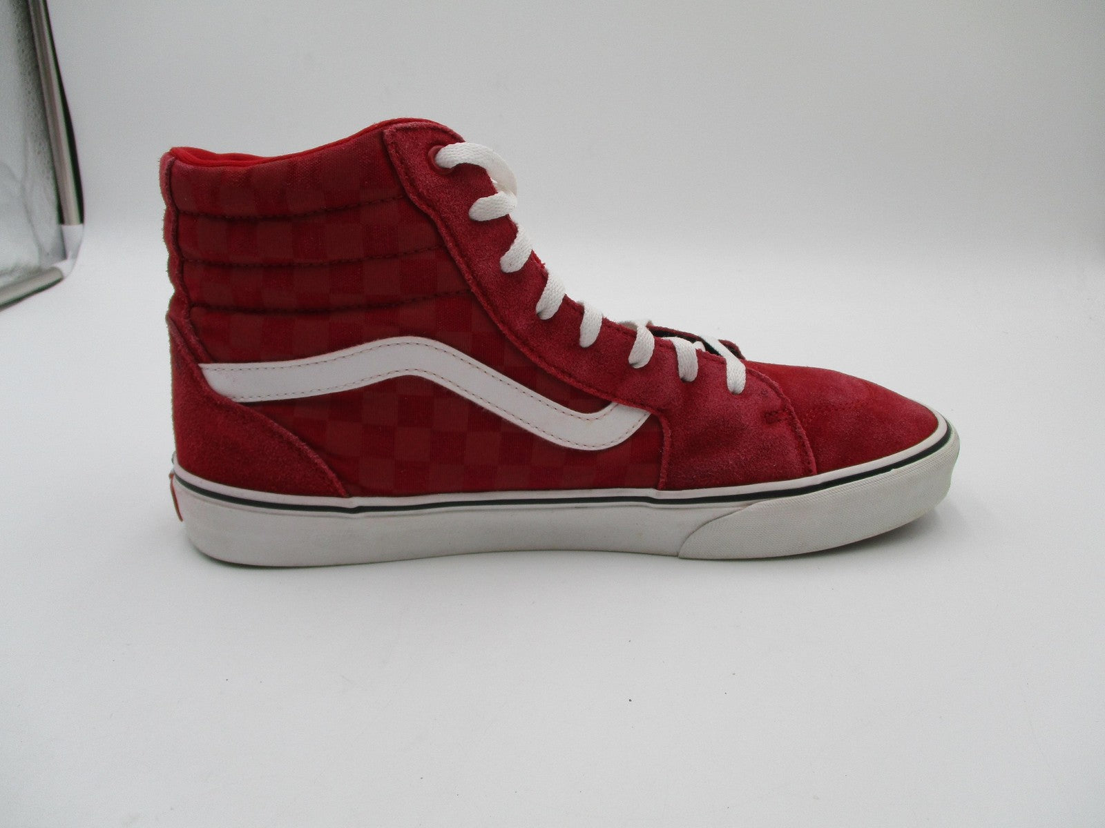 Vans Sk8-Hi Checkerboard Shoes Mens Size 11.5 Red Suede High Top Skate Sneakers7