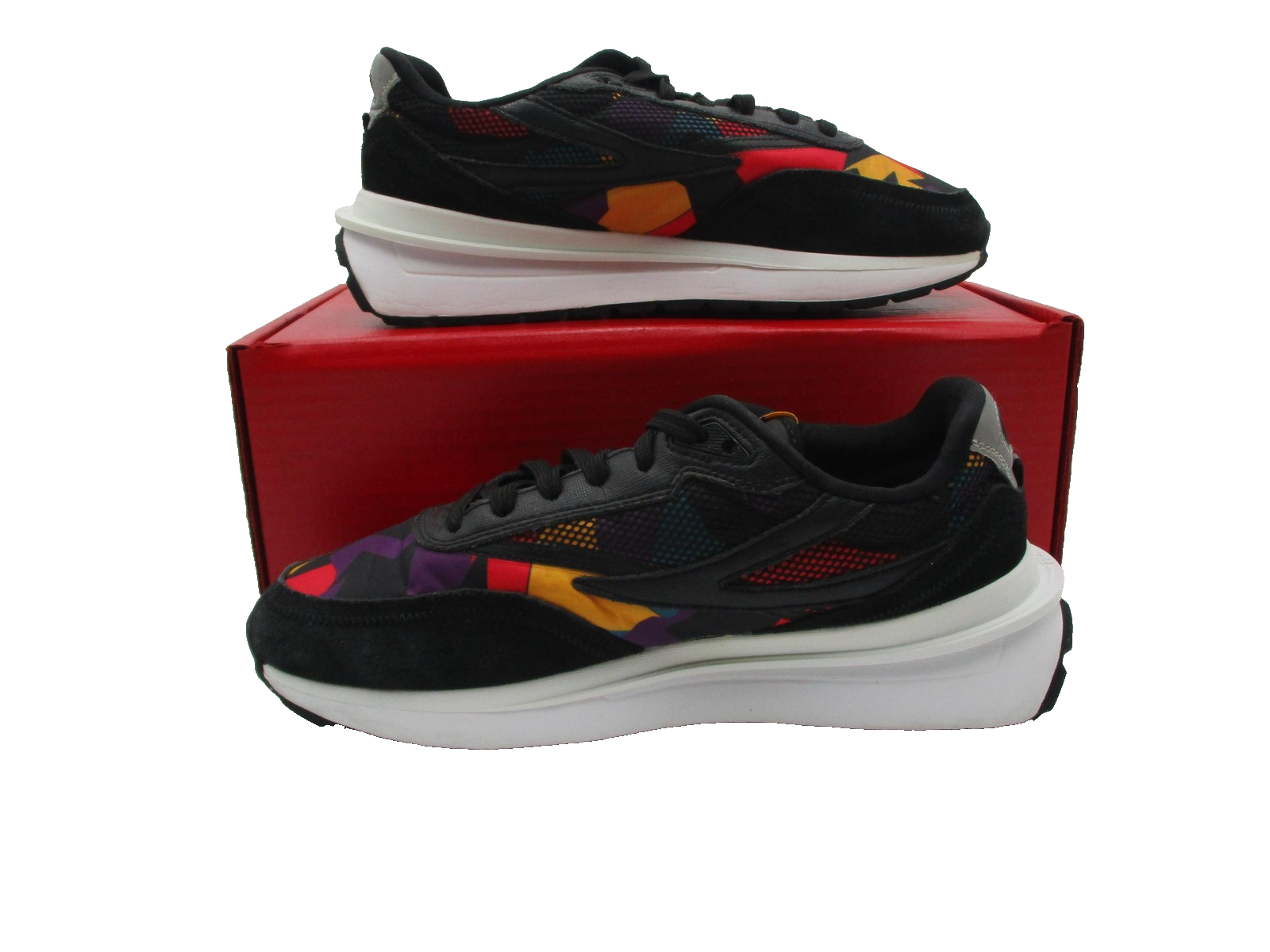 Fila Renno Shoes Mens Size 8 Black Geometric Low Top Sneakers 1CM01283042 1Q51