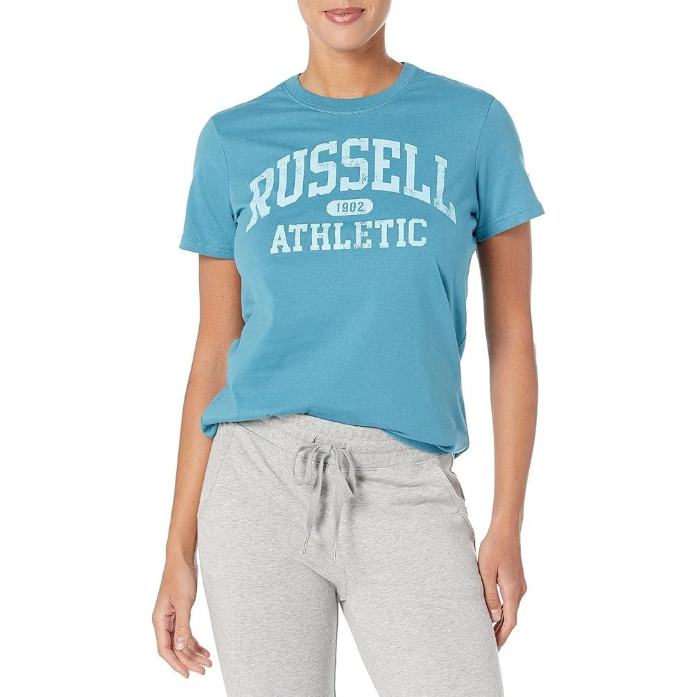 Russell Athletic Women's Graphic Logo Short Sleeve Tee Mineral Teal