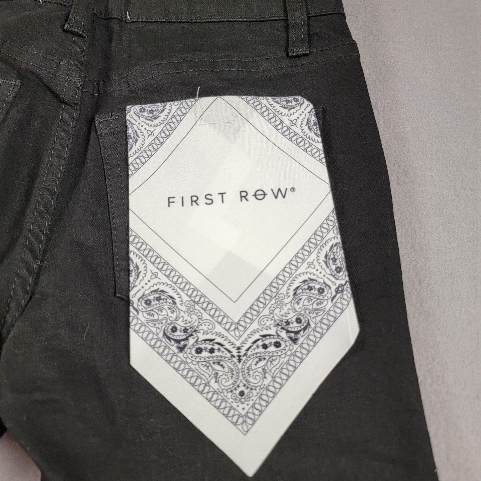 First Row Racing Pants Youth Med Black Stone Denim Patches Fast Crew Winner 9205