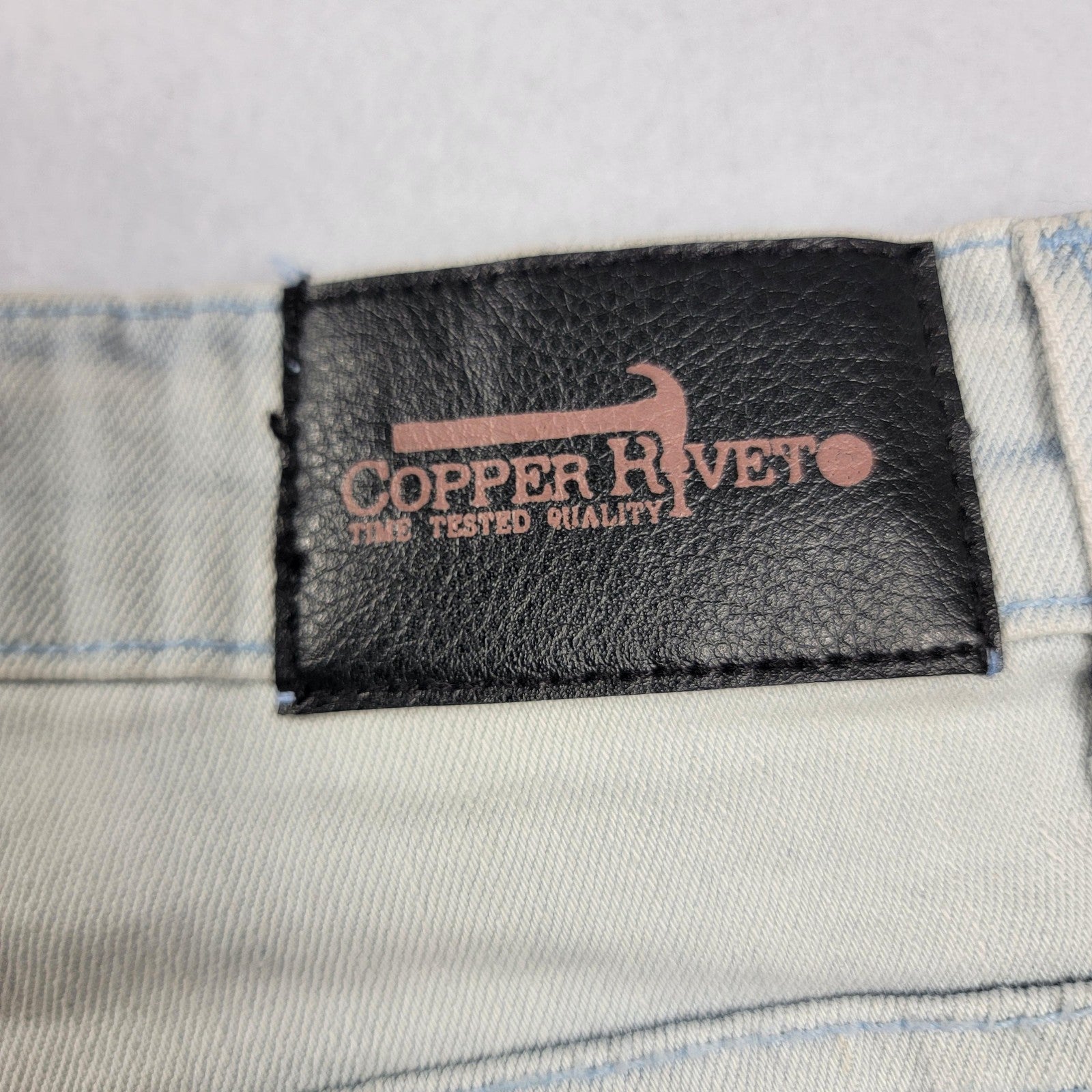 Copper Rivet Jeans Mens 16 Blue Slim Fit Cargo Pockets Zipper Streetwear New 9855
