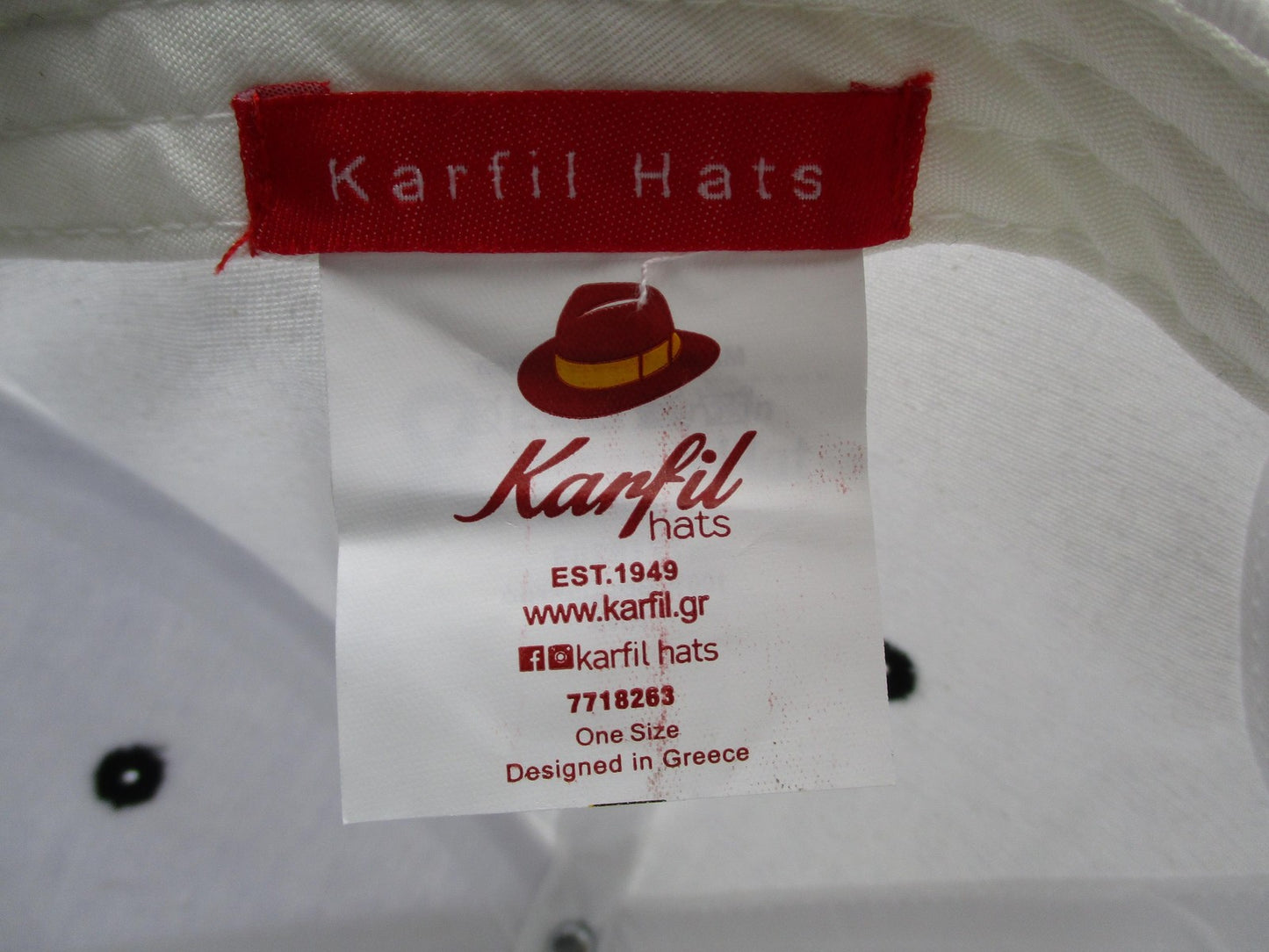 Mykonos Hat Cap Strap Back Mens One Size Floral Brim White Twill Karfil Greece10