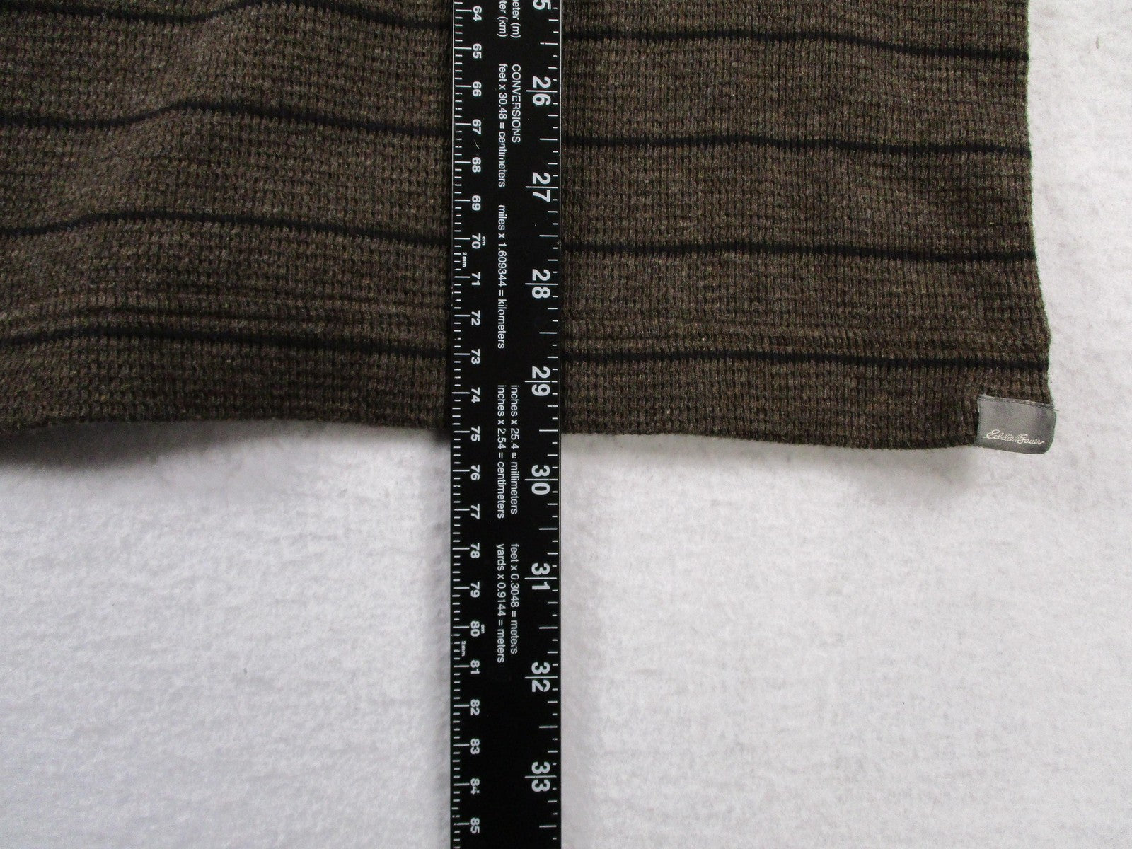 Eddie Bauer Sweater Mens 2XL Brown Thermal Stripe Waffle Knit Pullover9