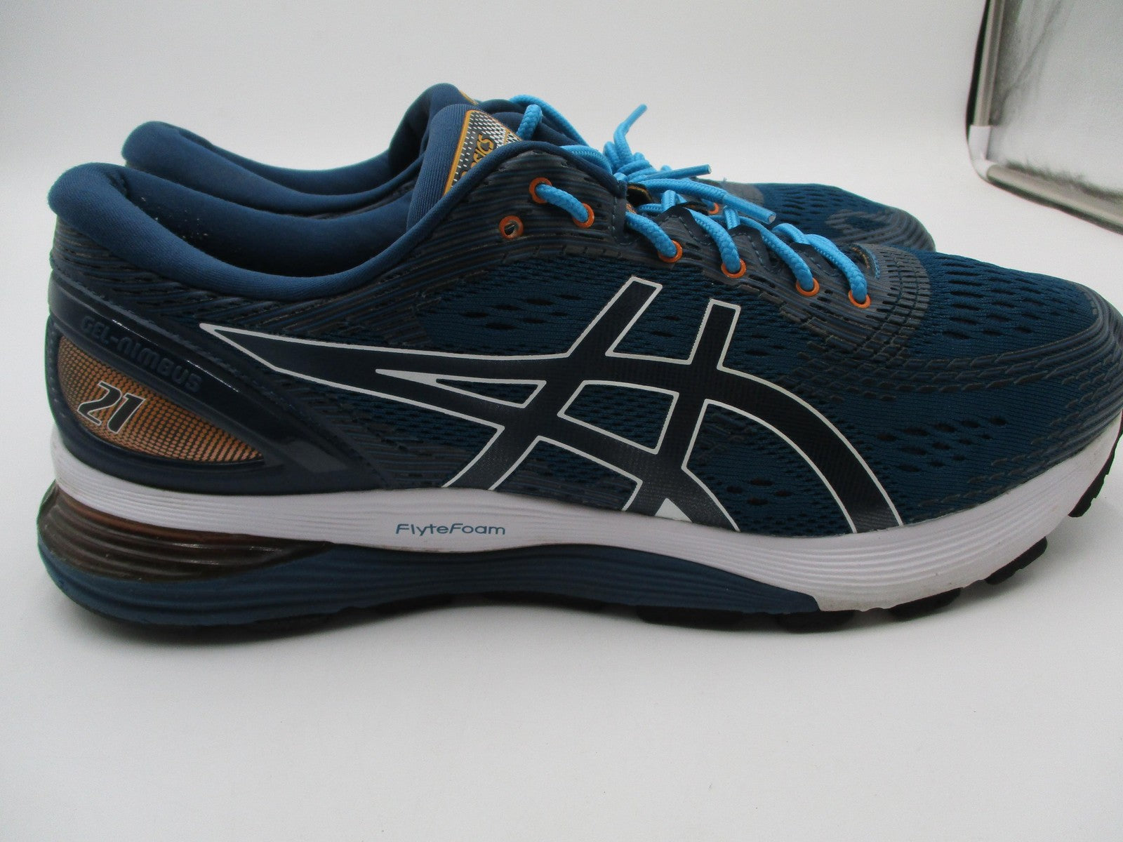 ASICS Gel-Nimbus 21 Shoes Mens Size 11.5 Blue Running Athletic Sneakers 1011A1696