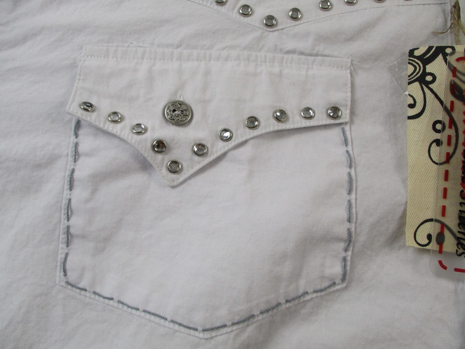 Riflessi Shirt Mens 2XL White Western Rhinestone Studded Snap Button Up 15052
