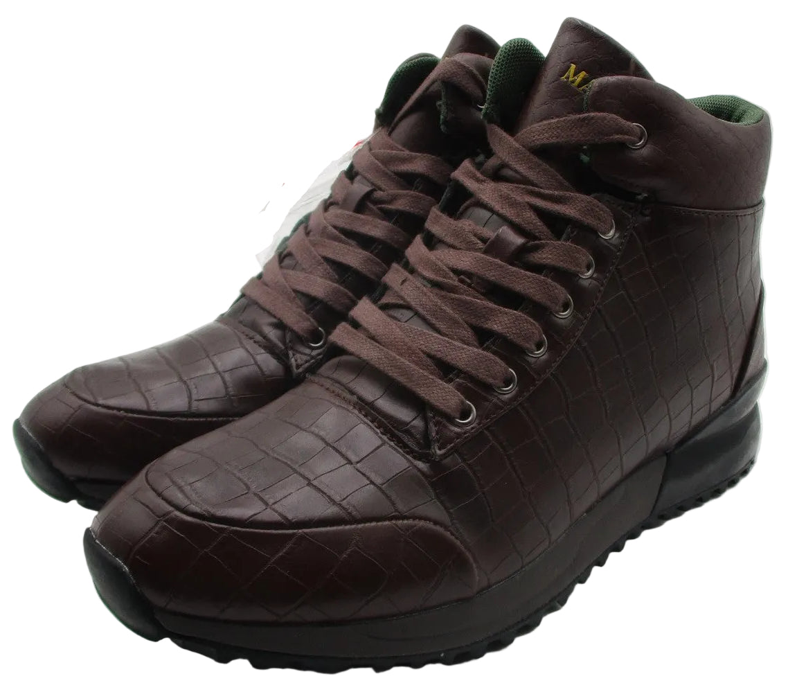 Mazino Hessonite-065 Boots Mens Size 9.5 Brown Croc Embossed Combat Ankle0