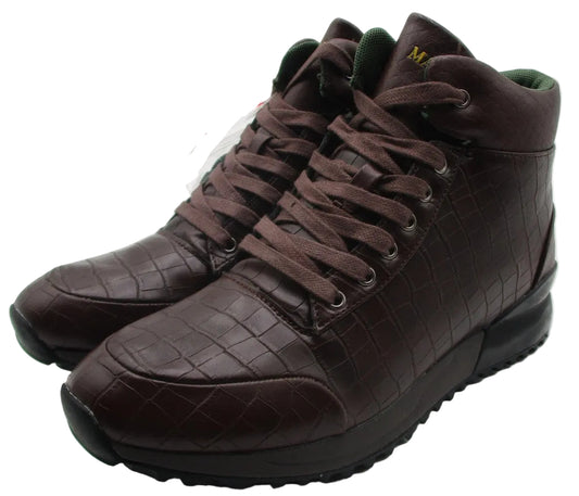 Mazino Hessonite-065 Boots Mens Size 9.5 Brown Croc Embossed Combat Ankle0