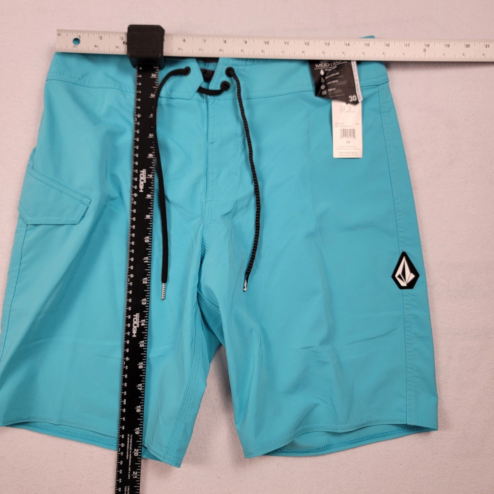 Volcom Lido Solid ModTech 20 Boardshorts Blue Size 30 Swim Surf Shorts NWT5