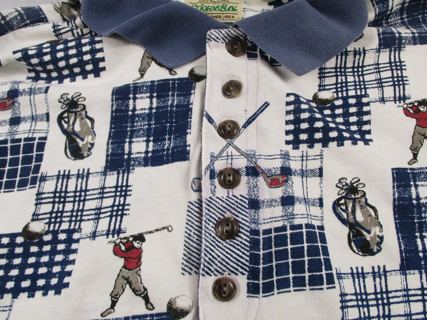 St. John's Bay Polo Shirt Mens Large Multicolor Golf Plaid Graphic 100% Cotton4
