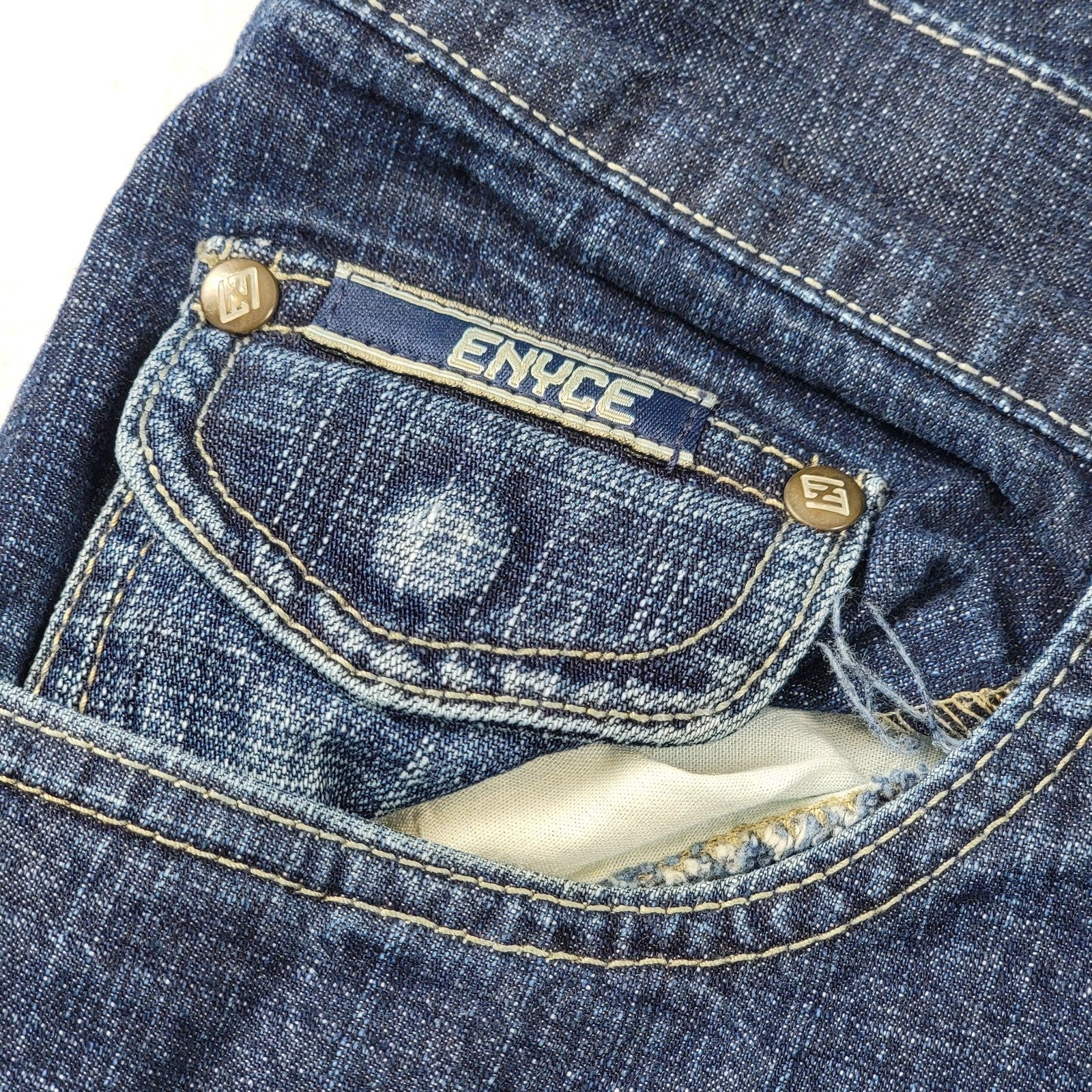 Enyce Jeans Mens 36 Blue Carpenter Utility Cargo Multi Pocket Baggy Y2K