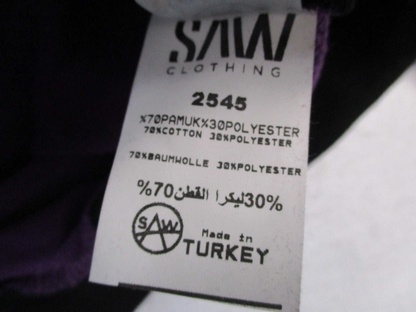 SAW Sweatshirt Mens Large Purple Black White Pullover Fleece Colorblock Crewneck9