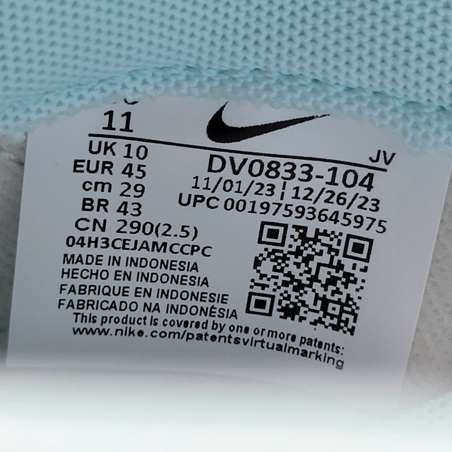 Nike Dunk Low 'Glacier Blue' Sz 11 DV0833-104
