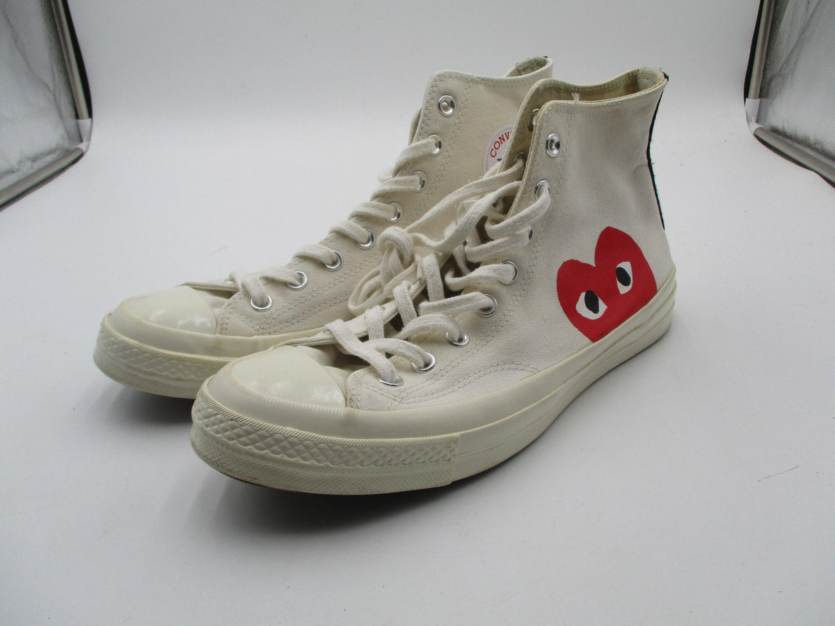Converse Chuck Taylor Play CDG Shoes Mens Size 10 White High Top Heart 150205C0