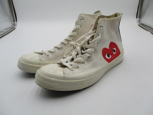 Converse Chuck Taylor Play CDG Shoes Mens Size 10 White High Top Heart 150205C0