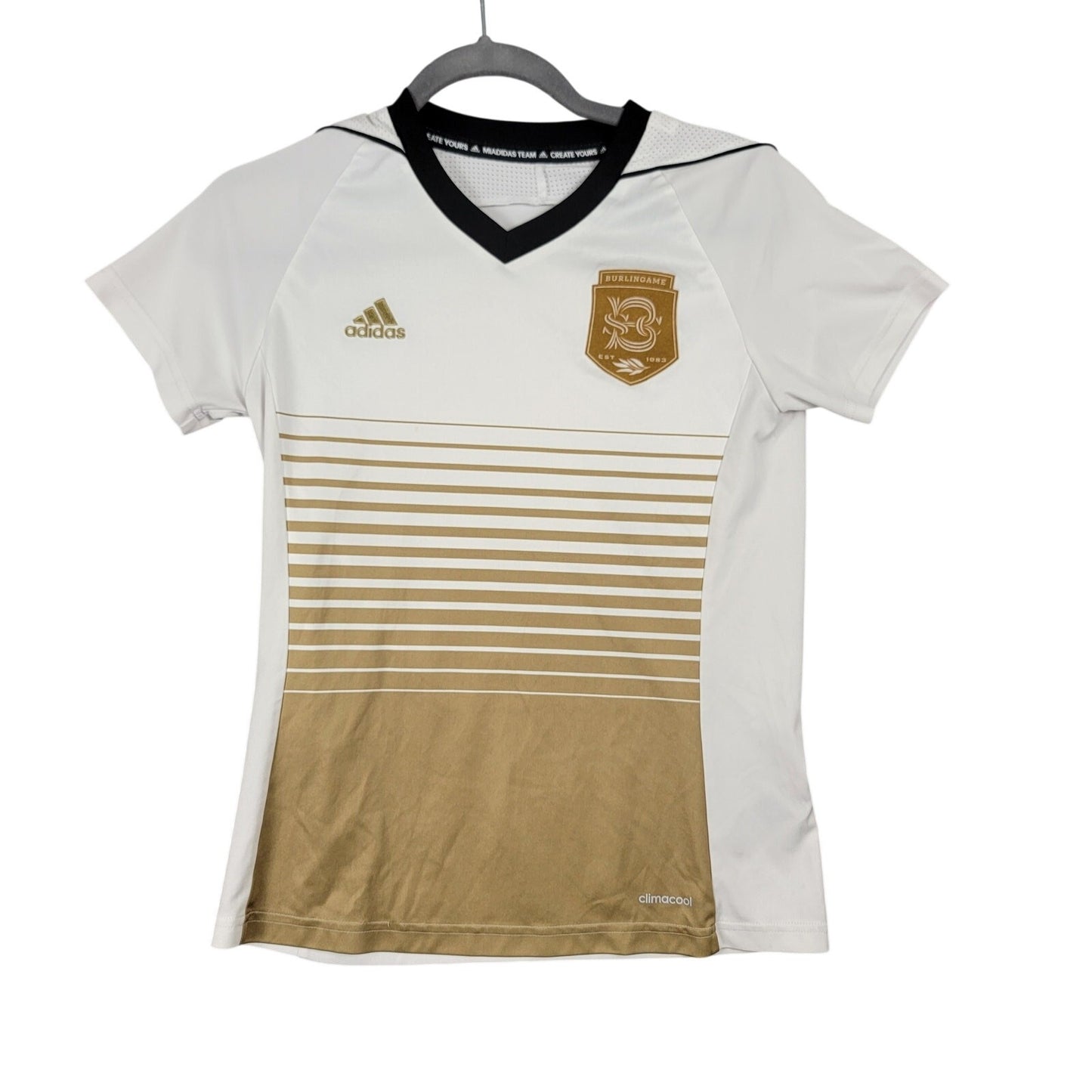 Adidas Climacool Burlingame Soccer Jersey #16 White Gold XS