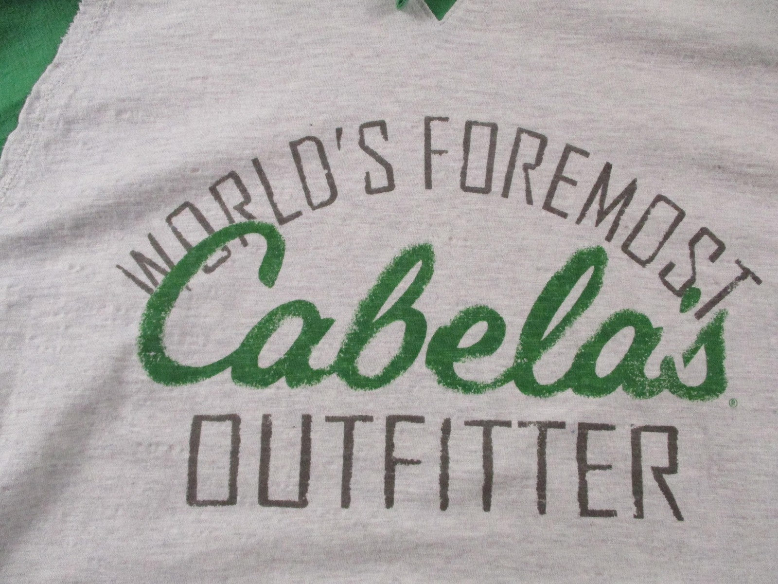 Cabela's Hoodie Mens Large Gray Green Pullover Jersey Raglan Graphic Sweatshirt3