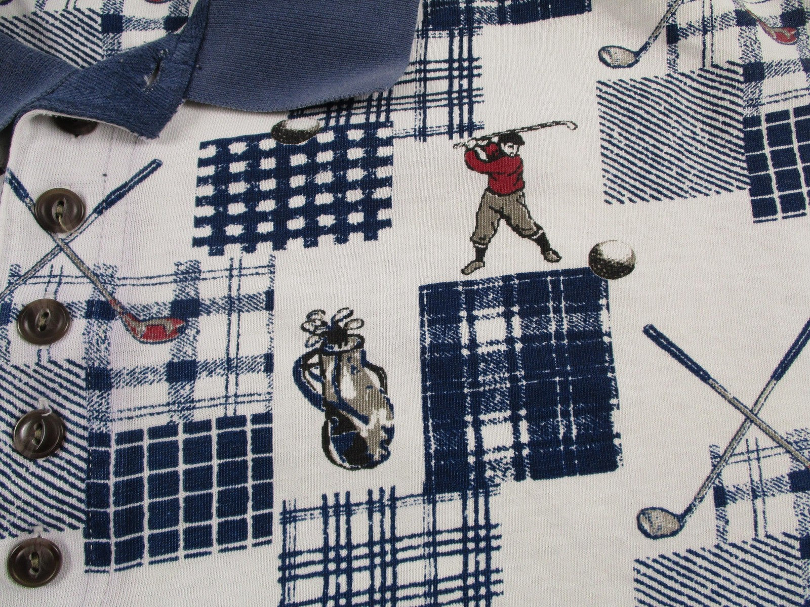 St. John's Bay Polo Shirt Mens Large Multicolor Golf Plaid Graphic 100% Cotton3