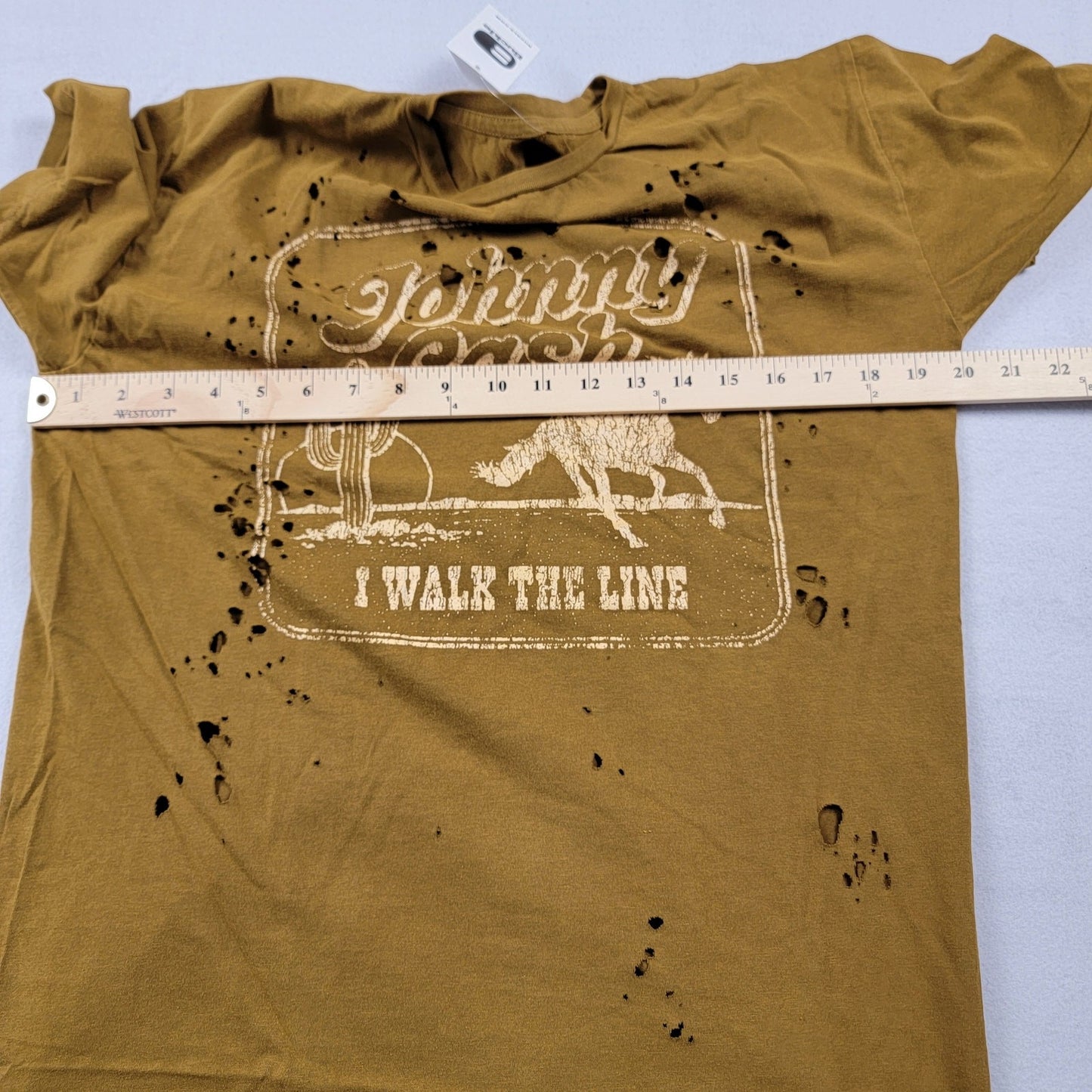 Buckle x Johnny Cash Distressed Mens Tshirt Brown Sz M6