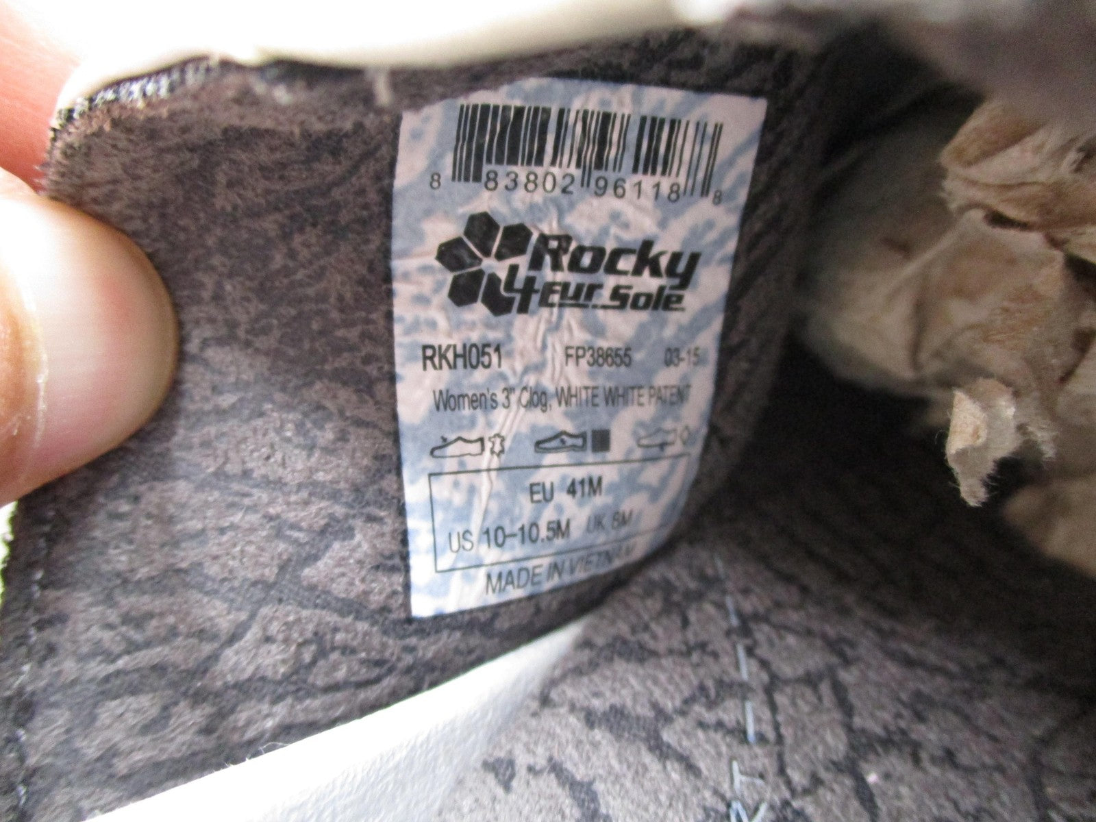 Rocky 4EurSole Shoes Womens Size 10 White Patent Clog Slip Resistant RKH05112
