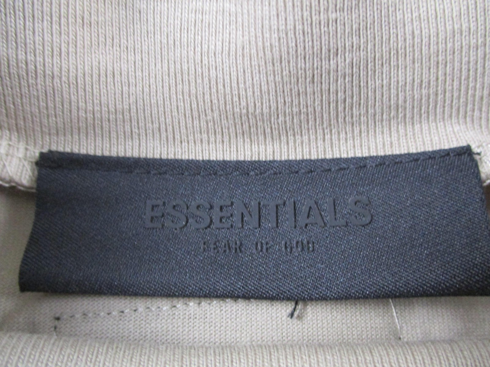 Fear Of God Essentials Shirt Mens Large Beige Mock Neck Logo Streetwear Tee 13433