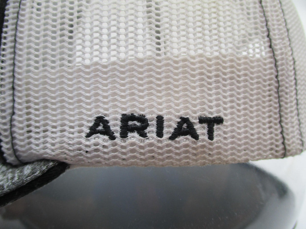 Ariat Hat Cap Snap Back Mens One Size Gray White Trucker Mesh Embroidered3